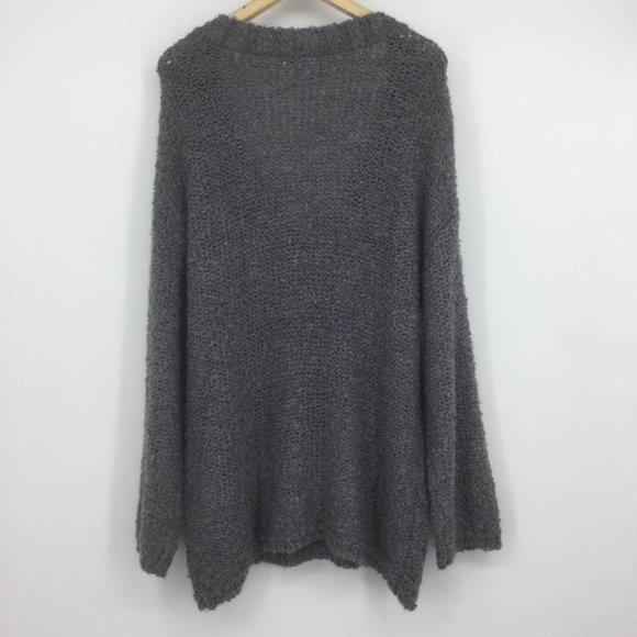 Susina Grey Boucle V-Neck Sweater Plus Size 1X - Picture 7 of 8